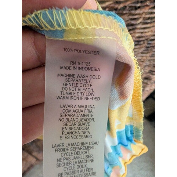 Keren Hart Floral Halter Neck Tie Back Accordian Pleats Artsy Top Womens Medium - Picture 6 of 7